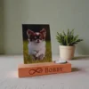 houten keepsake urn harmony 18 cm. Sfeerfoto van herinneringsplankje met gravering