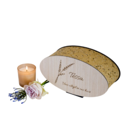 Ovale urn met hopblaadjes en Italiaans design fineer