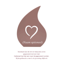 houten mini urn blossom gegraveerd met een hart